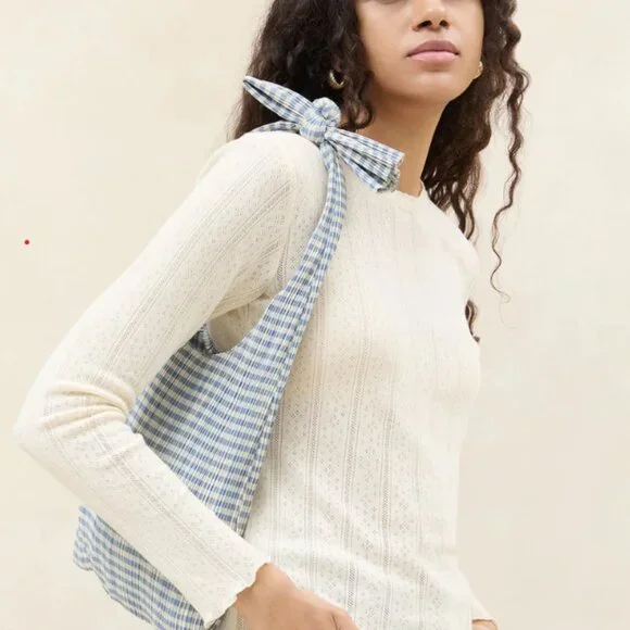 Bobby Blue Gingham Pleated Tote - Picture 5 of 5